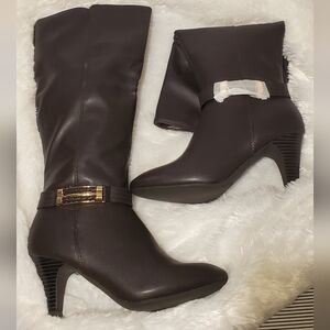 Sz 7.5 NEW London Fog Eaton Dark Brown Heeled Boots